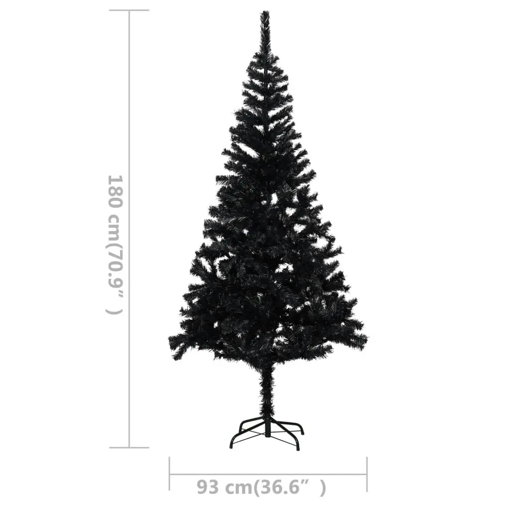 Artificial Pre-lit Christmas Tree with Stand Black 180 cm PVC 3077418