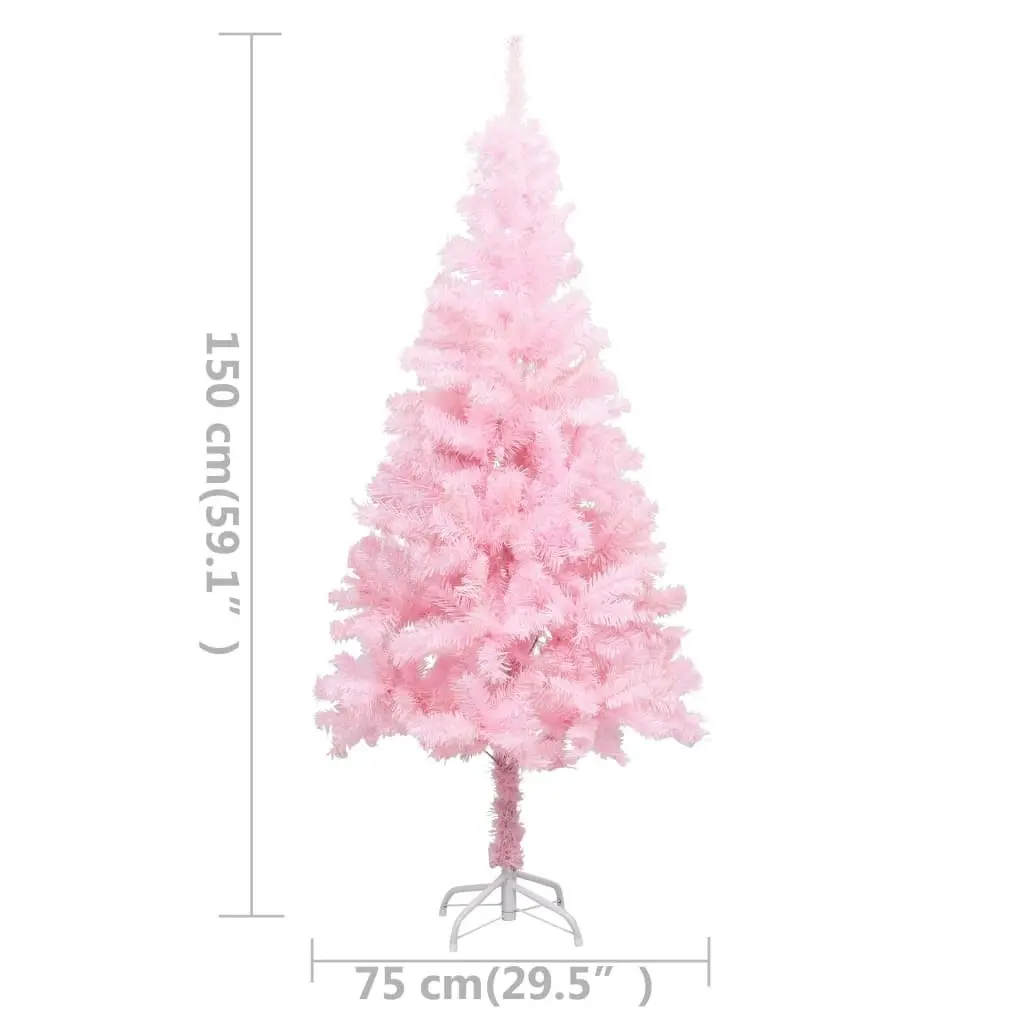 Artificial Pre-lit Christmas Tree with Stand Pink 150 cm PVC 3077412