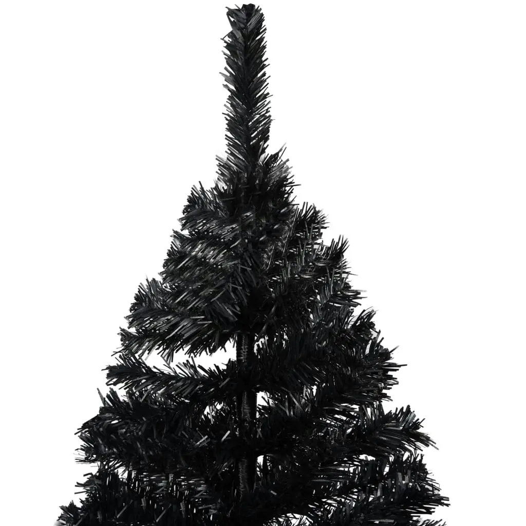 Artificial Pre-lit Christmas Tree with Stand Black 210 cm PVC 3077419