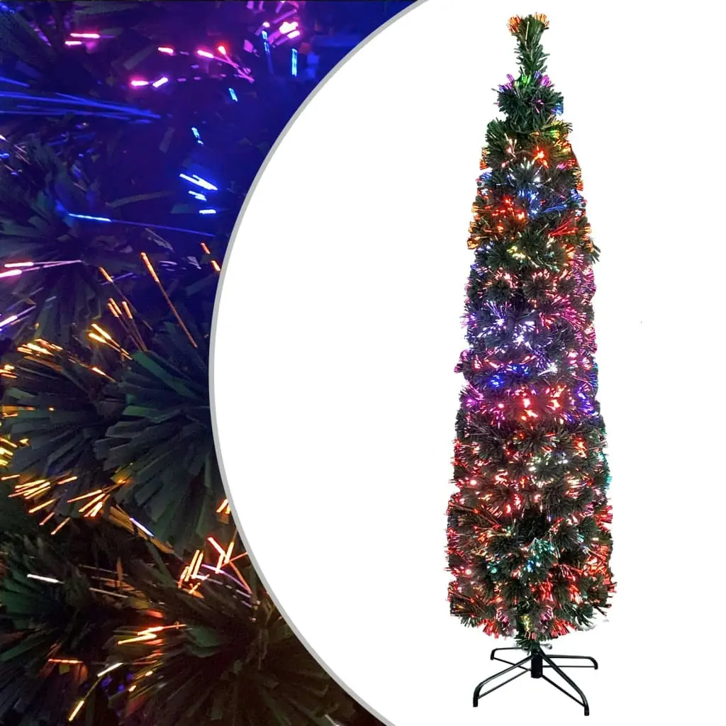 Artificial Slim Christmas Tree with Stand 240 cm Fibre Optic 329082