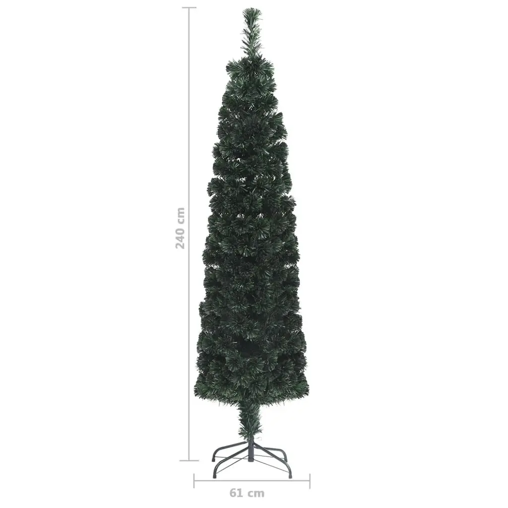 Artificial Slim Christmas Tree with Stand 240 cm Fibre Optic 329082