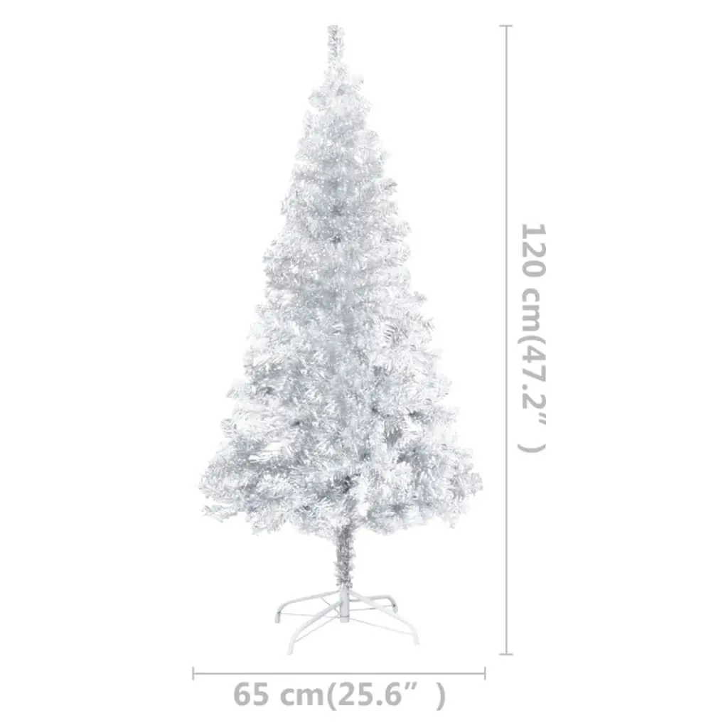 Artificial Pre-lit Christmas Tree with Stand Silver 120 cm PET 3077436