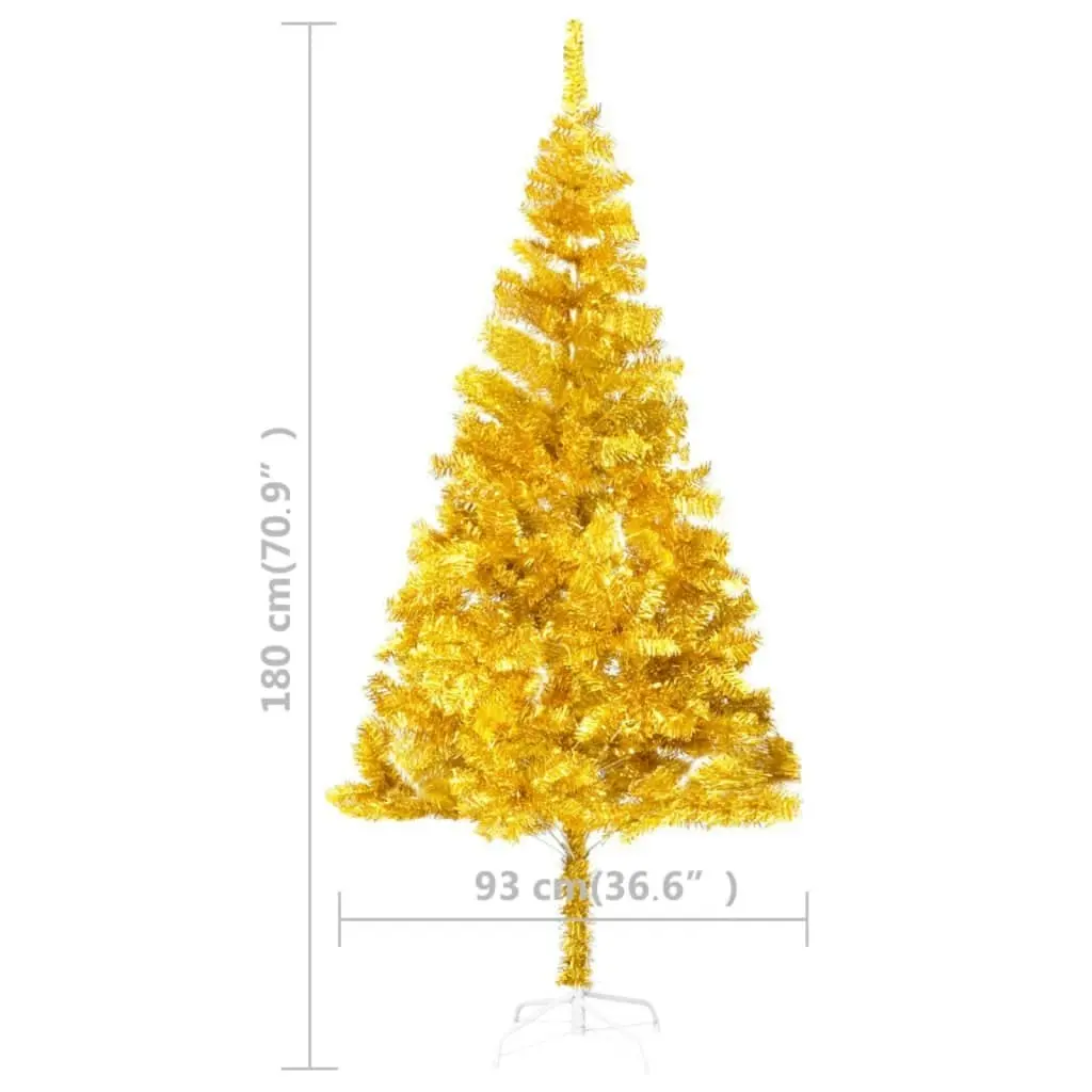 Artificial Pre-lit Christmas Tree with Stand Gold 180 cm PET 3077433