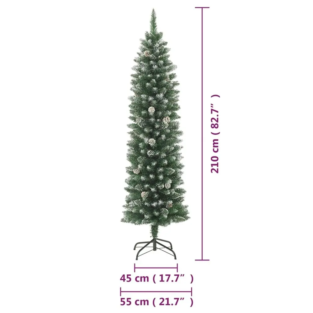 Artificial Slim Christmas Tree with Stand 210 cm PVC 345167