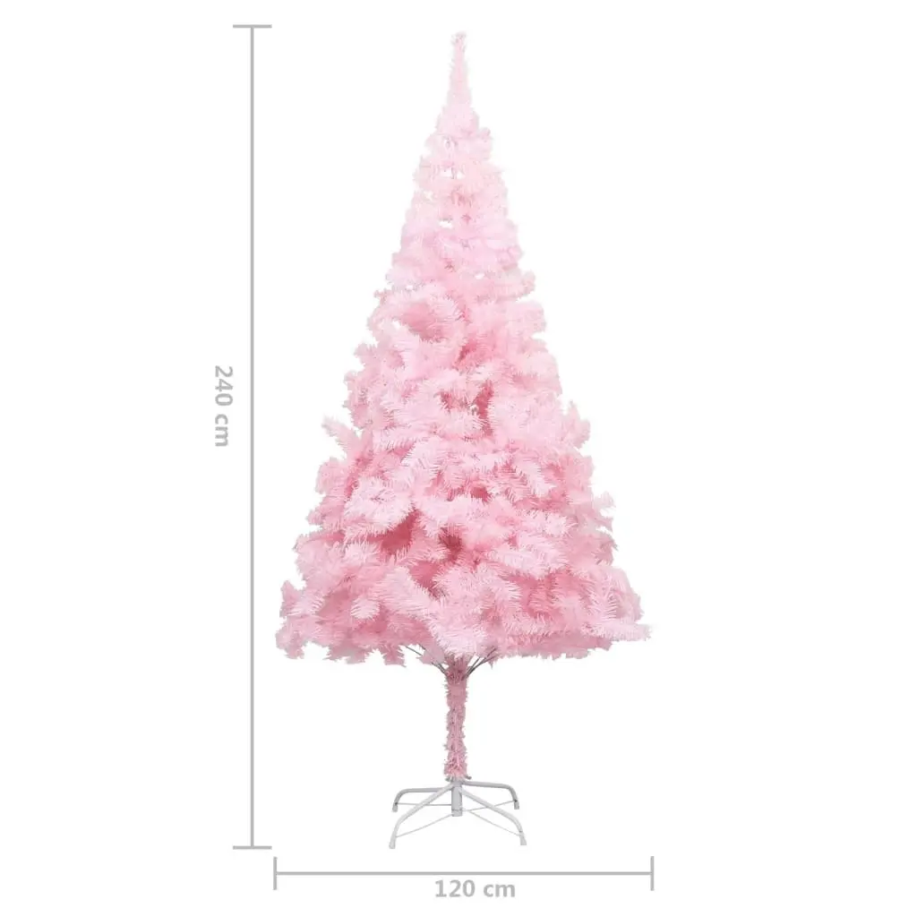 Artificial Pre-lit Christmas Tree with Stand Pink 240 cm PVC 3077415