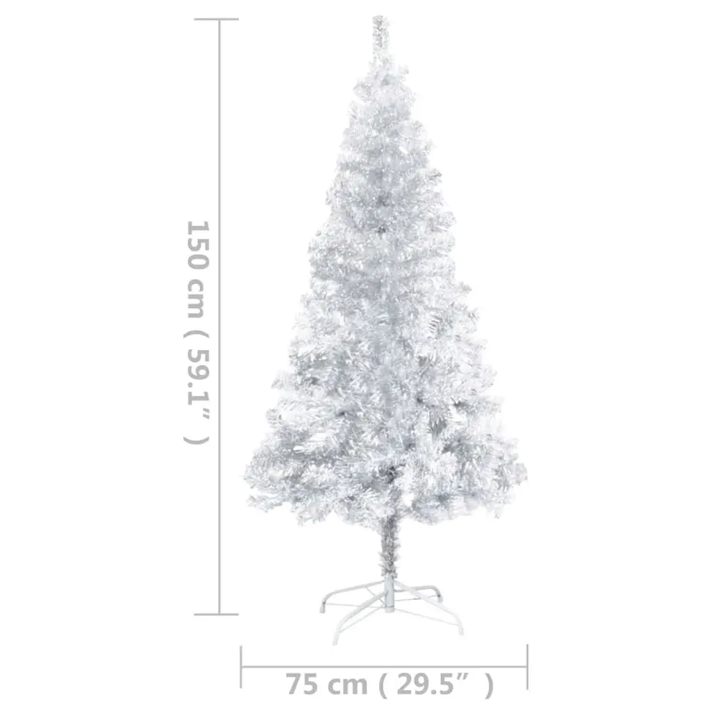 Artificial Pre-lit Christmas Tree with Stand Silver 150 cm PET 3077437