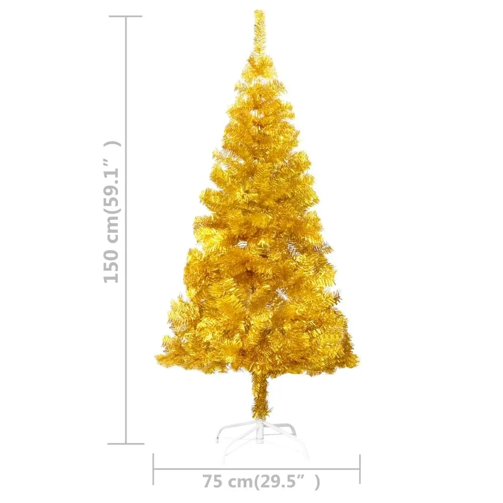 Artificial Pre-lit Christmas Tree with Stand Gold 150 cm PET 3077432