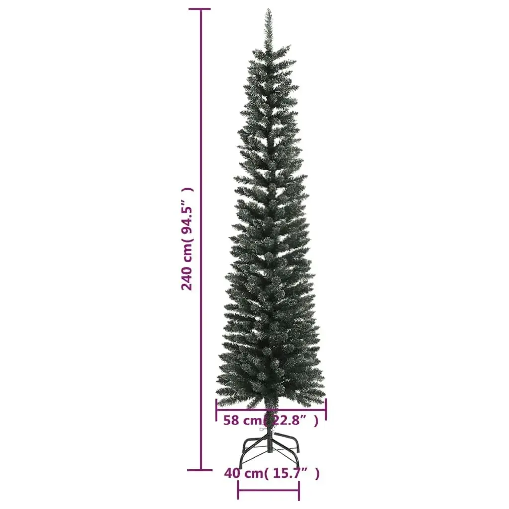 Artificial Slim Christmas Tree with Stand Green 240 cm PVC 345187