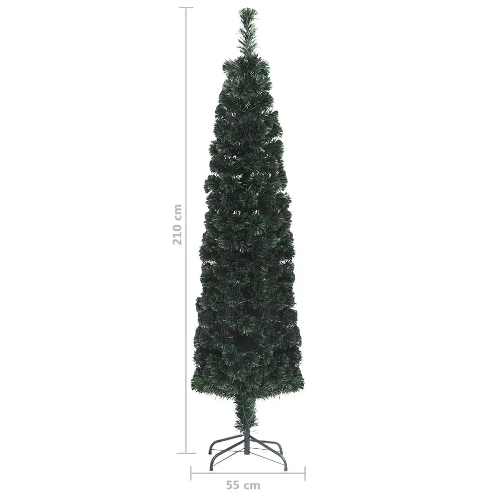 Artificial Slim Christmas Tree with Stand 210 cm Fibre Optic 329081