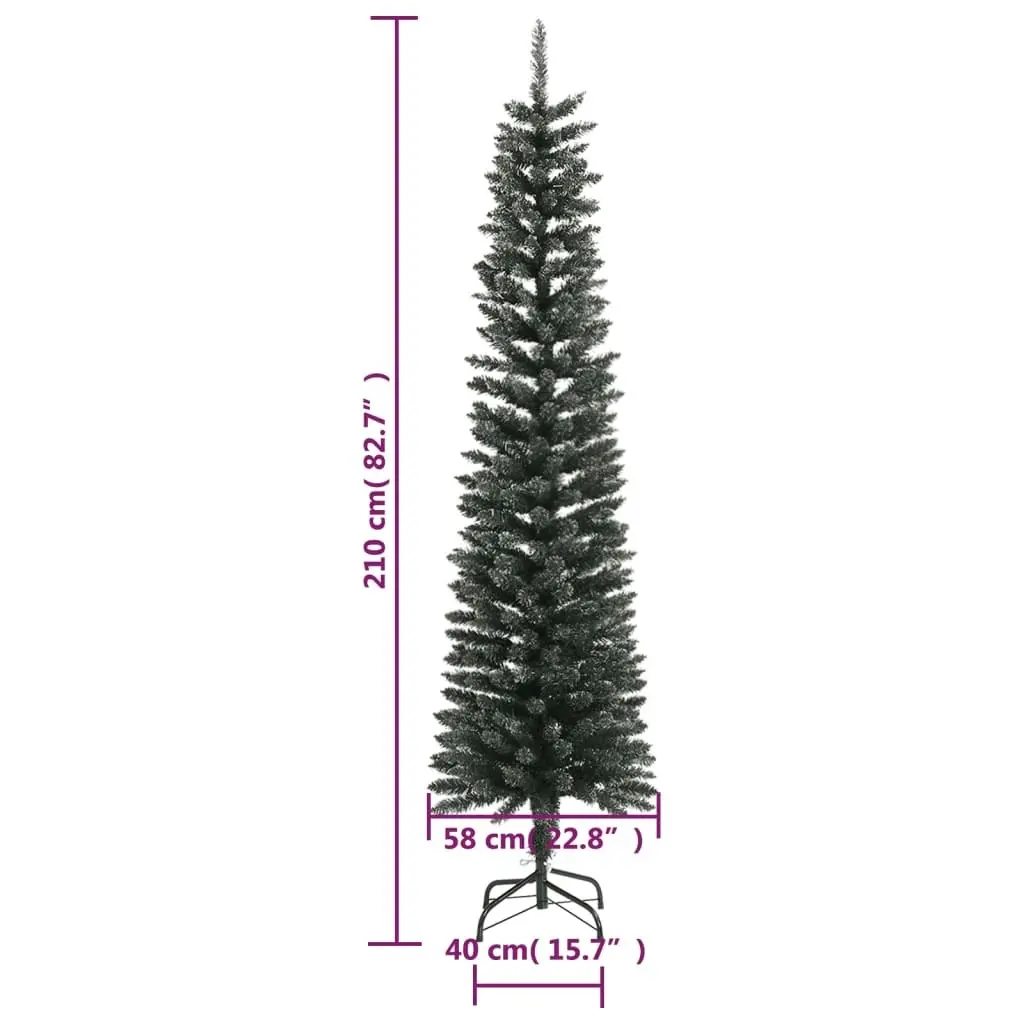 Artificial Slim Christmas Tree with Stand Green 210 cm PVC 345186