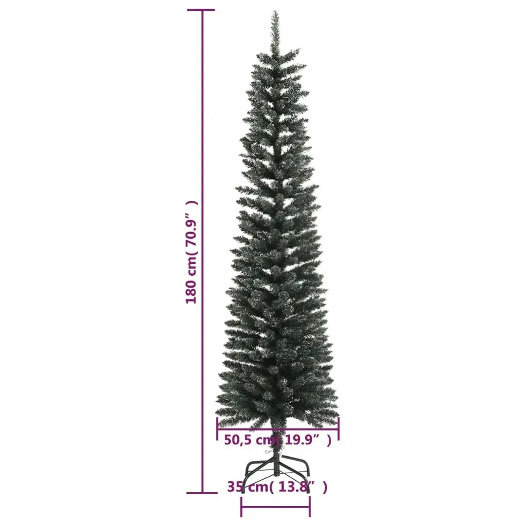 Artificial Slim Christmas Tree with Stand Green 180 cm PVC 345185