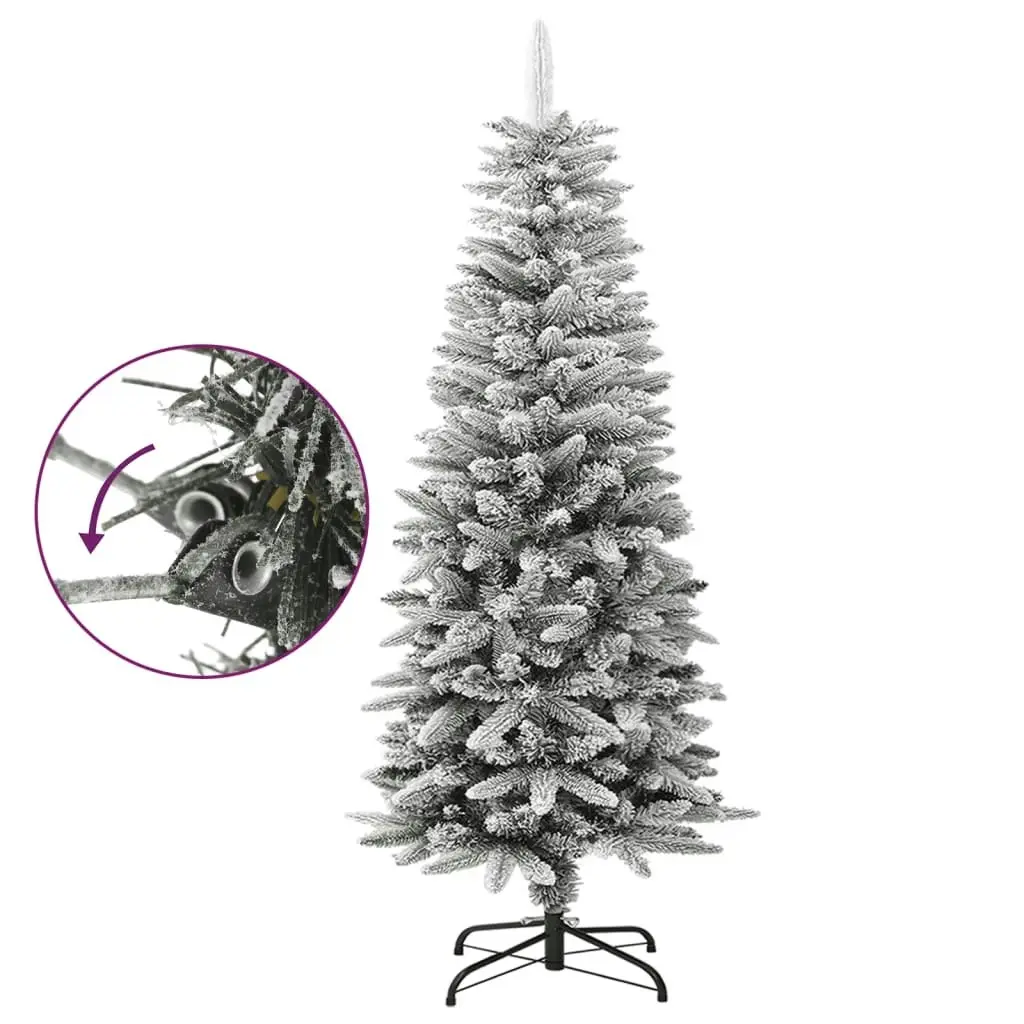 Artificial Slim Christmas Tree with Flocked Snow 120 cm PVC&PE 345193