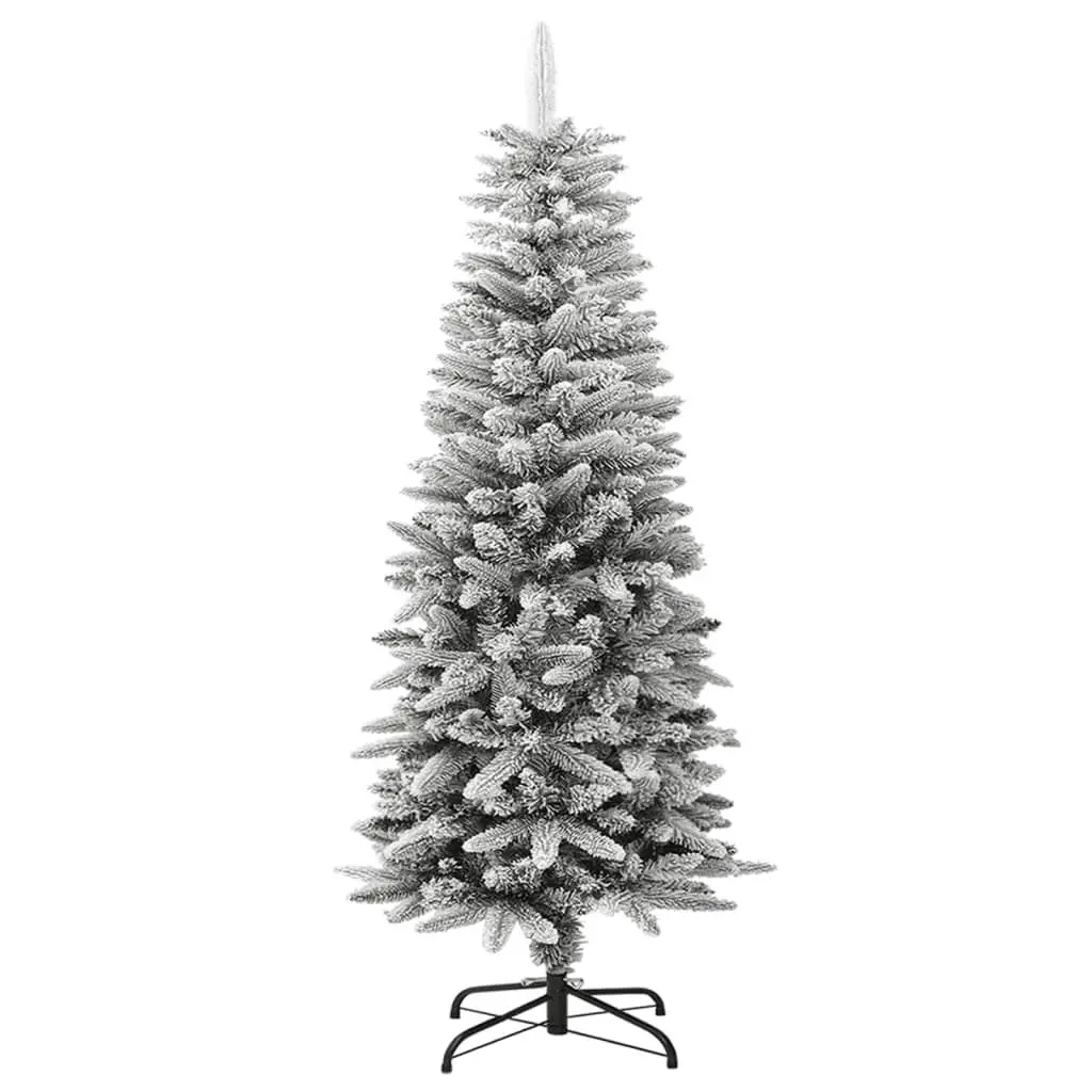 Artificial Slim Christmas Tree with Flocked Snow 120 cm PVC&PE 345193