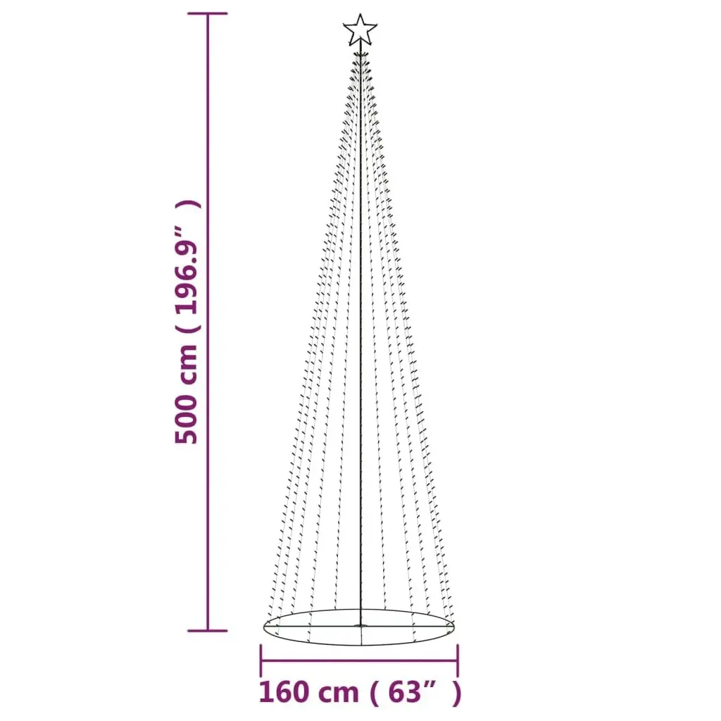 Christmas Cone Tree Blue 732 LEDs 160x500 cm 343702