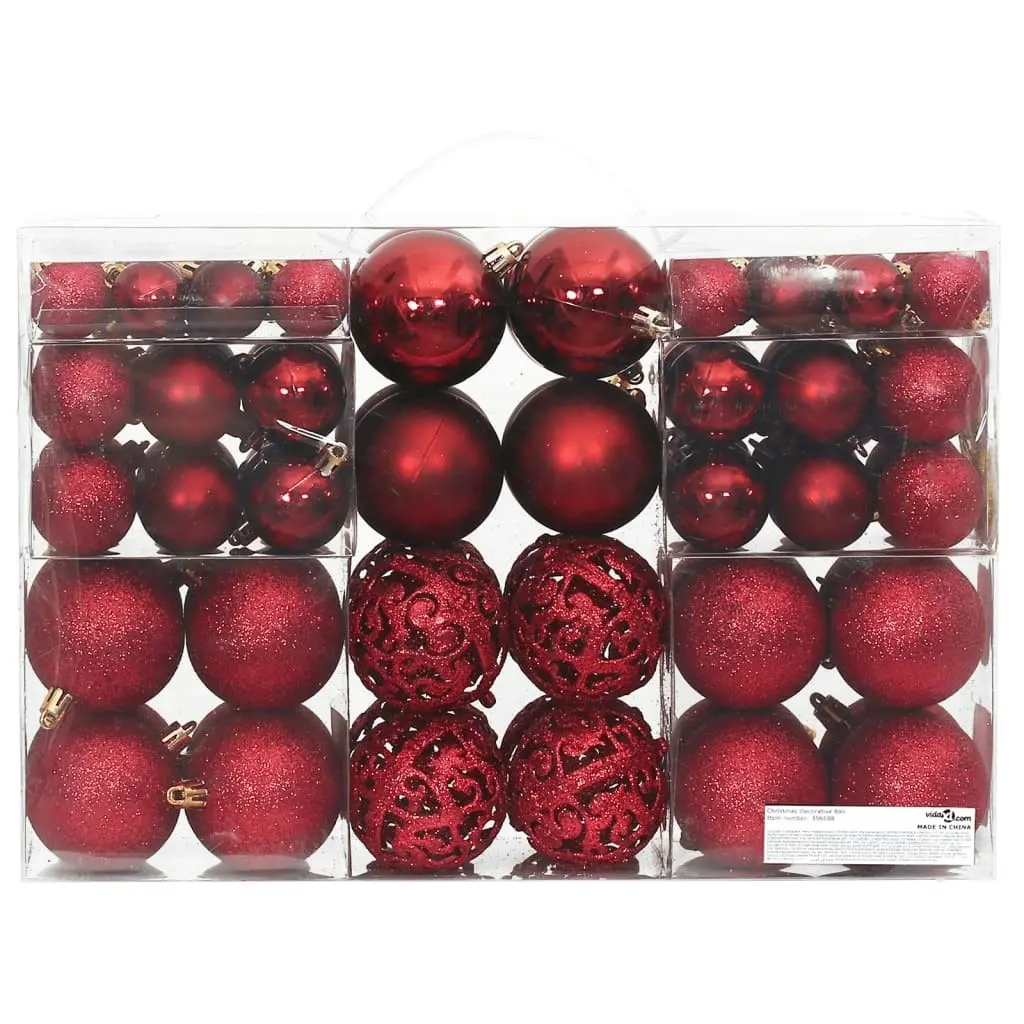 Christmas Baubles 100 pcs Wine Red 3 / 4 / 6 cm 356108