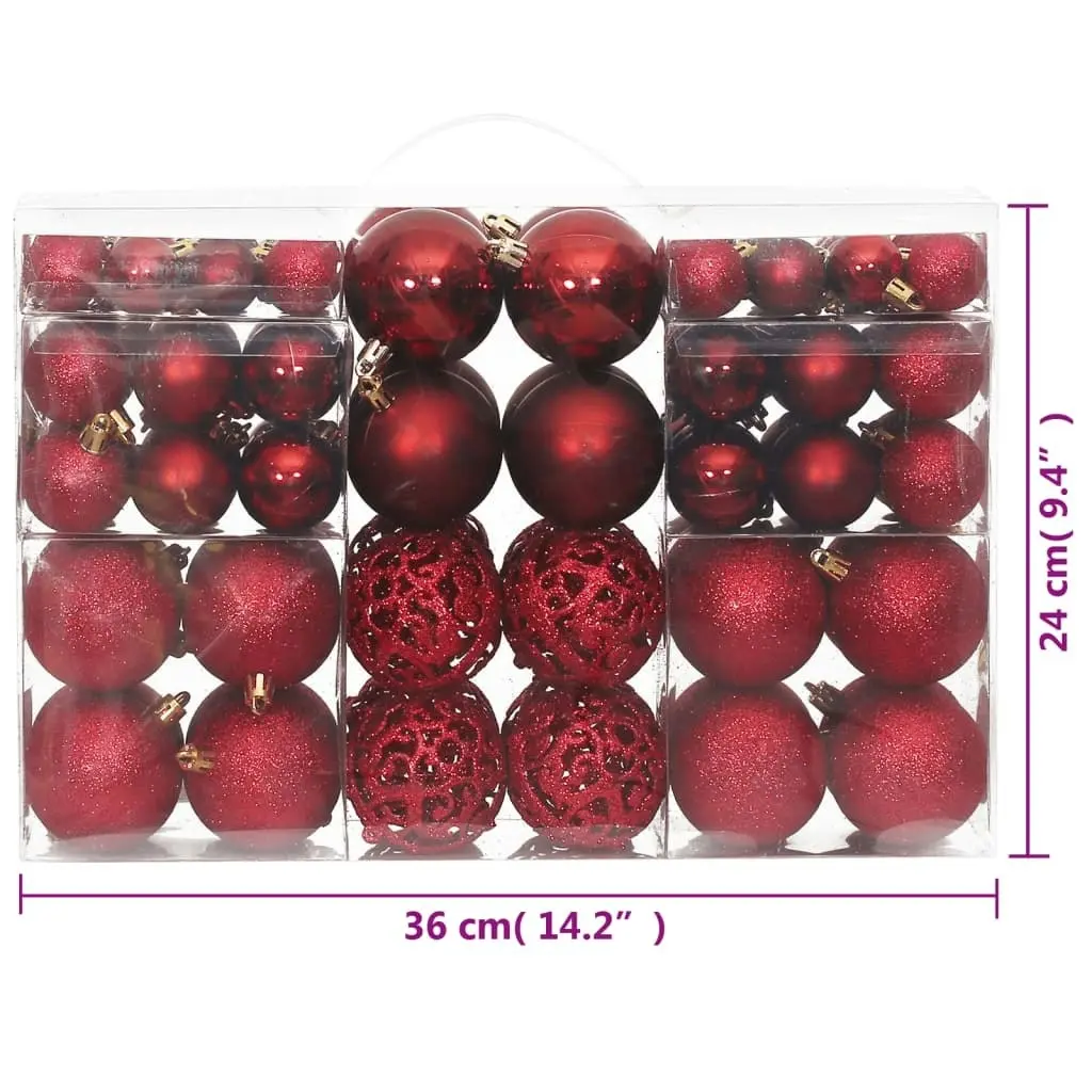 Christmas Baubles 100 pcs Wine Red 3 / 4 / 6 cm 356108