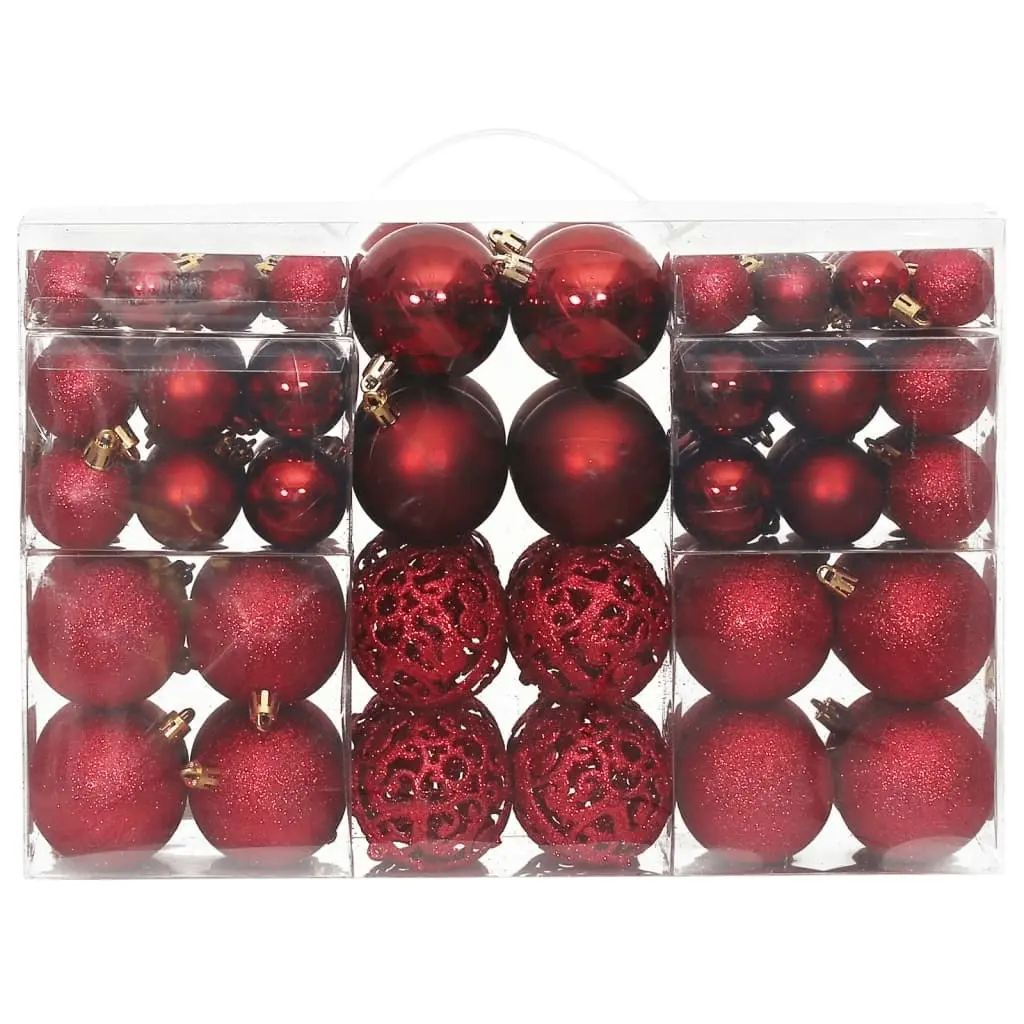 Christmas Baubles 100 pcs Wine Red 3 / 4 / 6 cm 356108