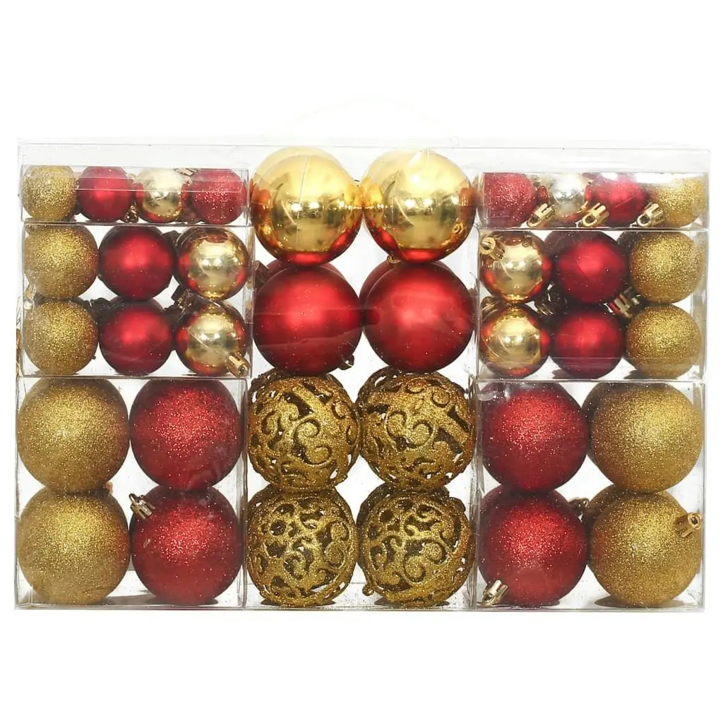 Christmas Baubles 100 pcs Gold and Wine Red 3 / 4 / 6 cm 356106