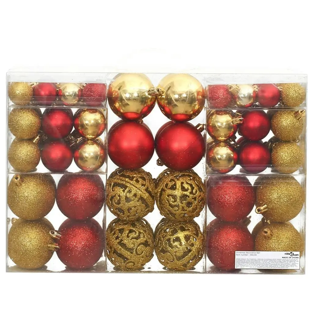 Christmas Baubles 100 pcs Gold and Wine Red 3 / 4 / 6 cm 356106