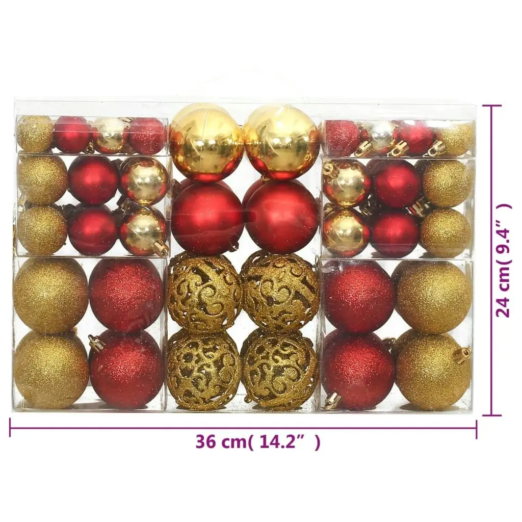 Christmas Baubles 100 pcs Gold and Wine Red 3 / 4 / 6 cm 356106