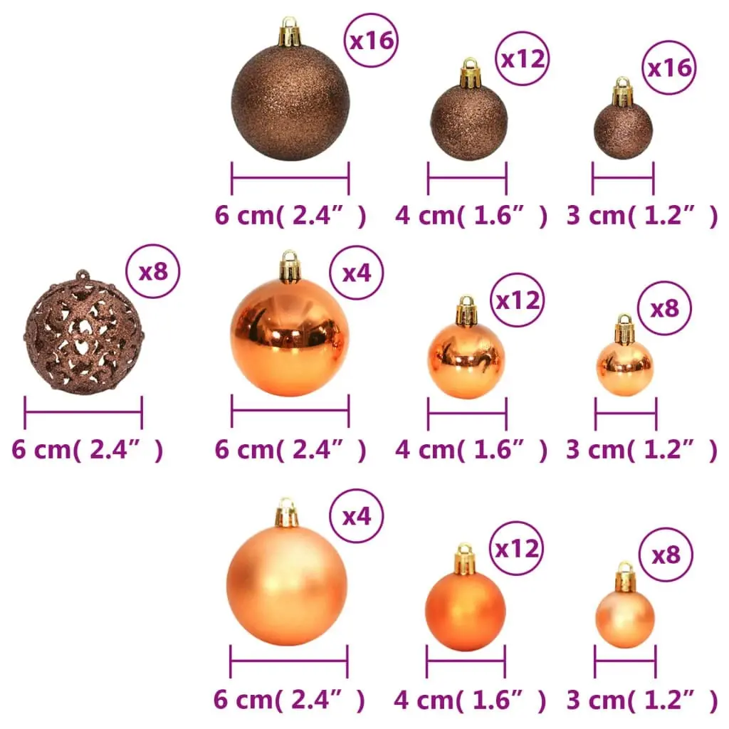 Christmas Baubles 100 pcs Brown 3 / 4 / 6 cm 356099