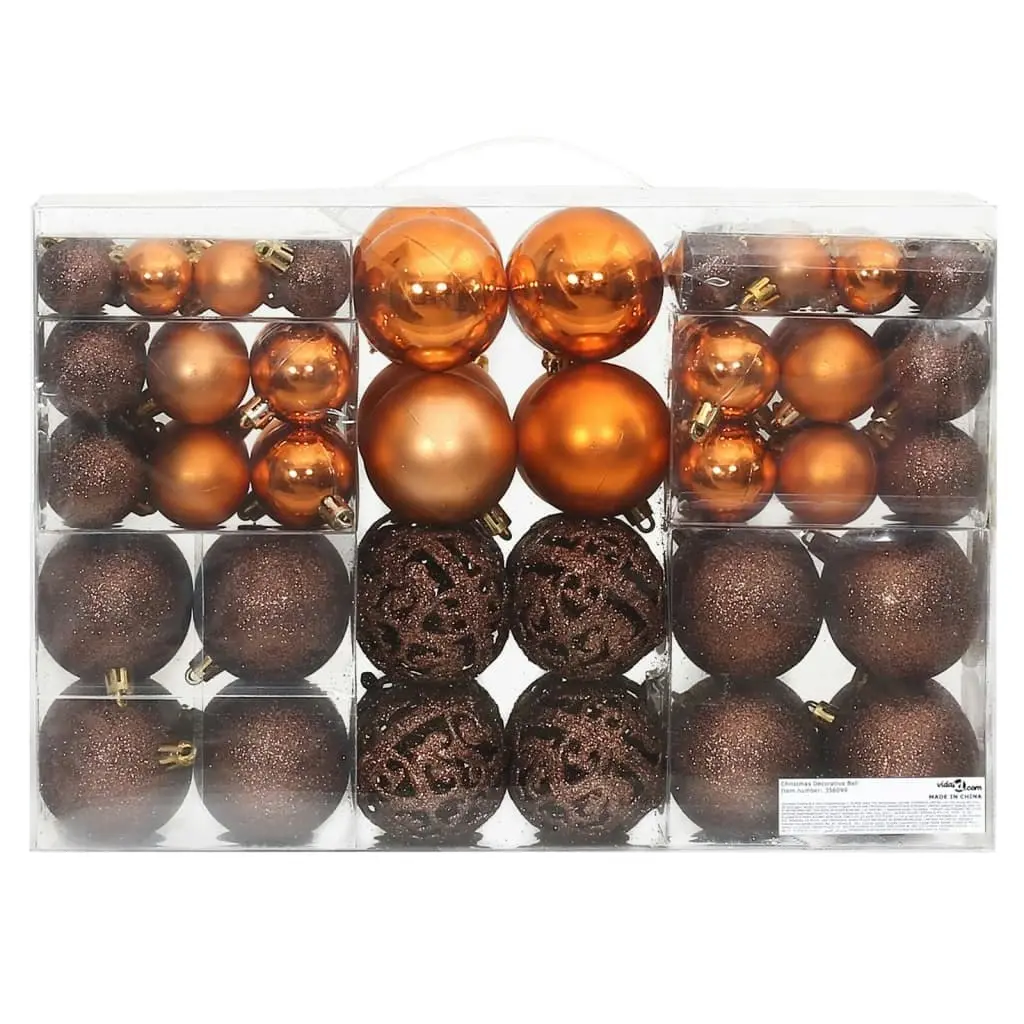 Christmas Baubles 100 pcs Brown 3 / 4 / 6 cm 356099