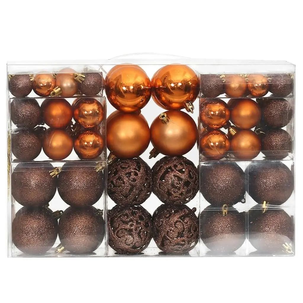 Christmas Baubles 100 pcs Brown 3 / 4 / 6 cm 356099