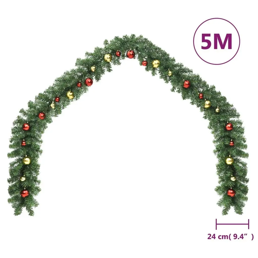 Christmas Garland Decorated with Baubles 5 m 284305