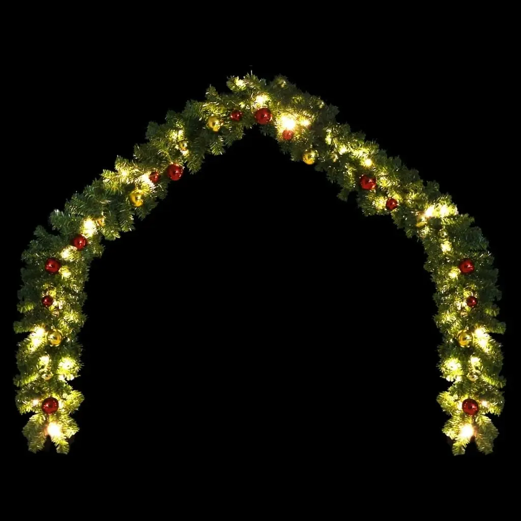 Christmas Garland Decorated with Baubles and LED Lights 10 m 246407