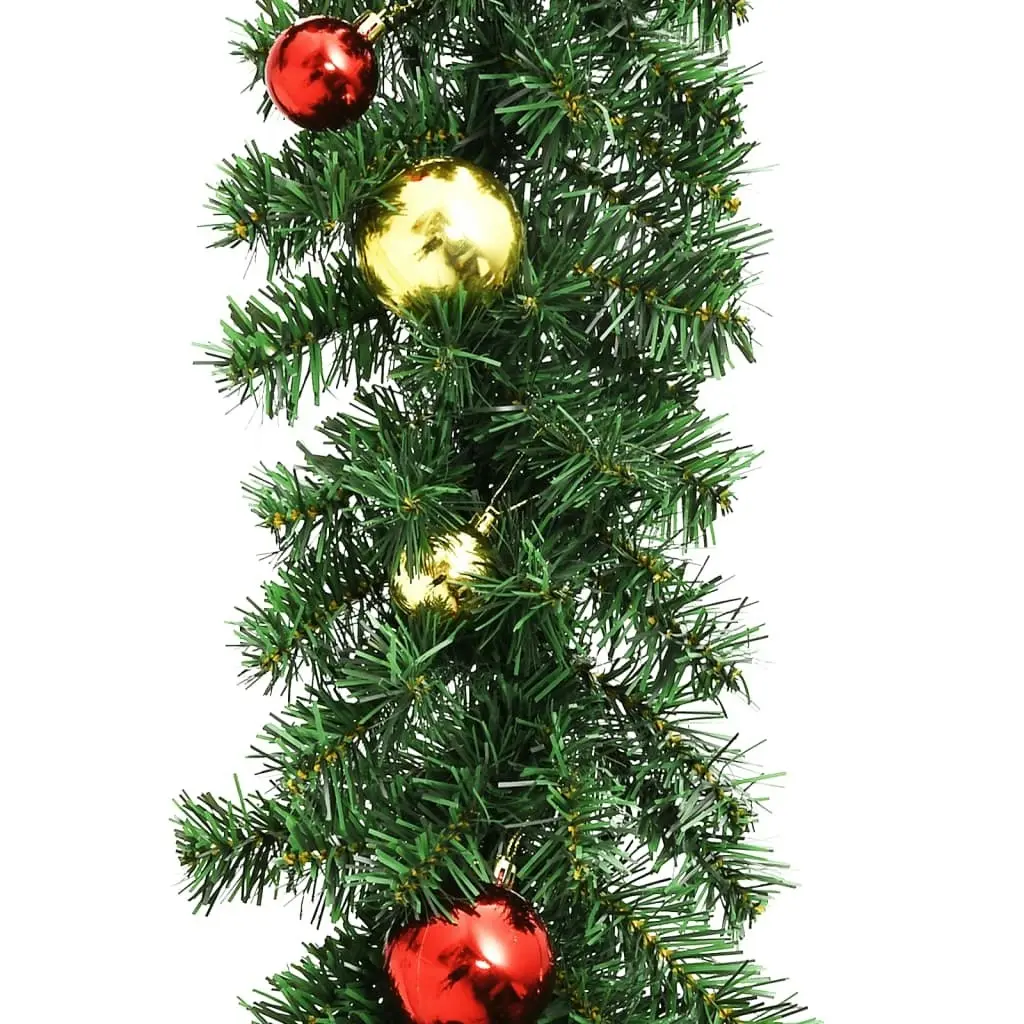 Christmas Garland Decorated with Baubles and LED Lights 10 m 246407