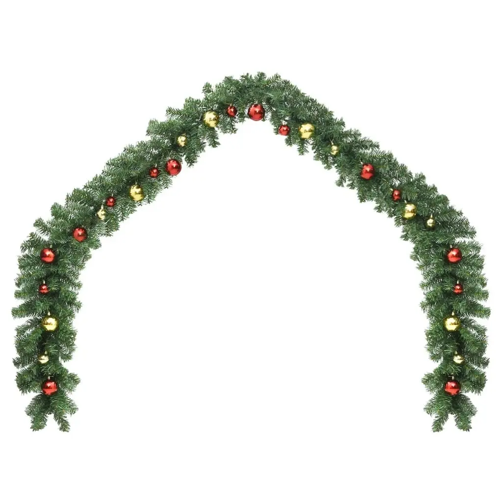 Christmas Garland Decorated with Baubles and LED Lights 10 m 246407