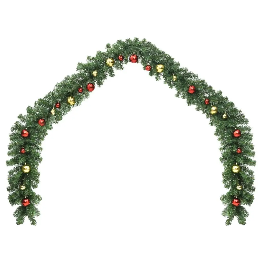 Christmas Garland Decorated with Baubles and LED Lights 20 m 246408