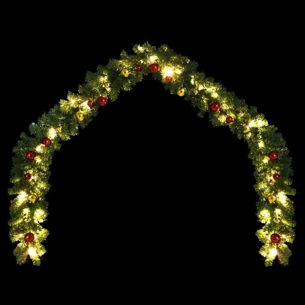 Christmas Garland Decorated with Baubles and LED Lights 20 m 246408