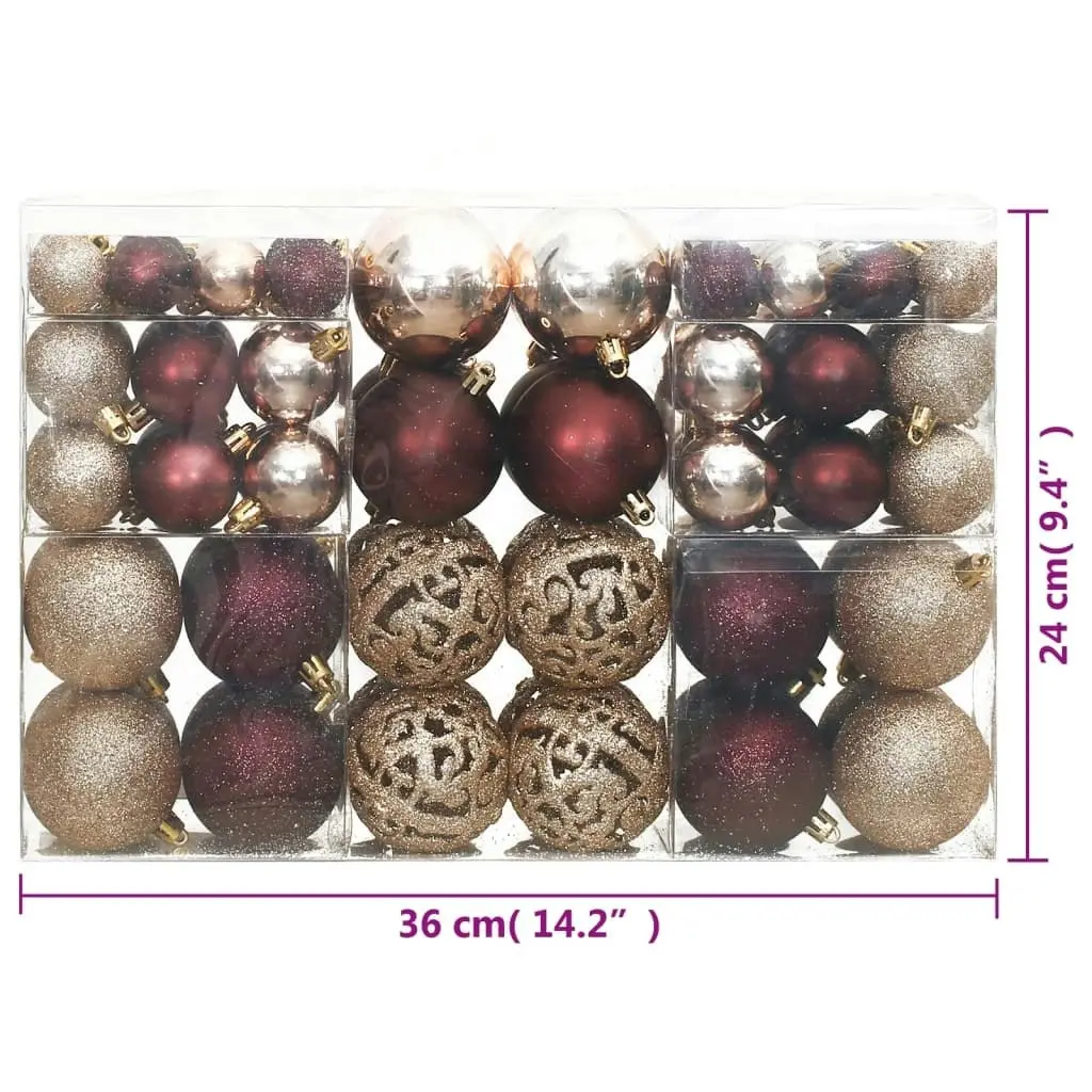 Christmas Baubles 100 pcs Champagne and Brown 3 / 4 / 6 cm 356107