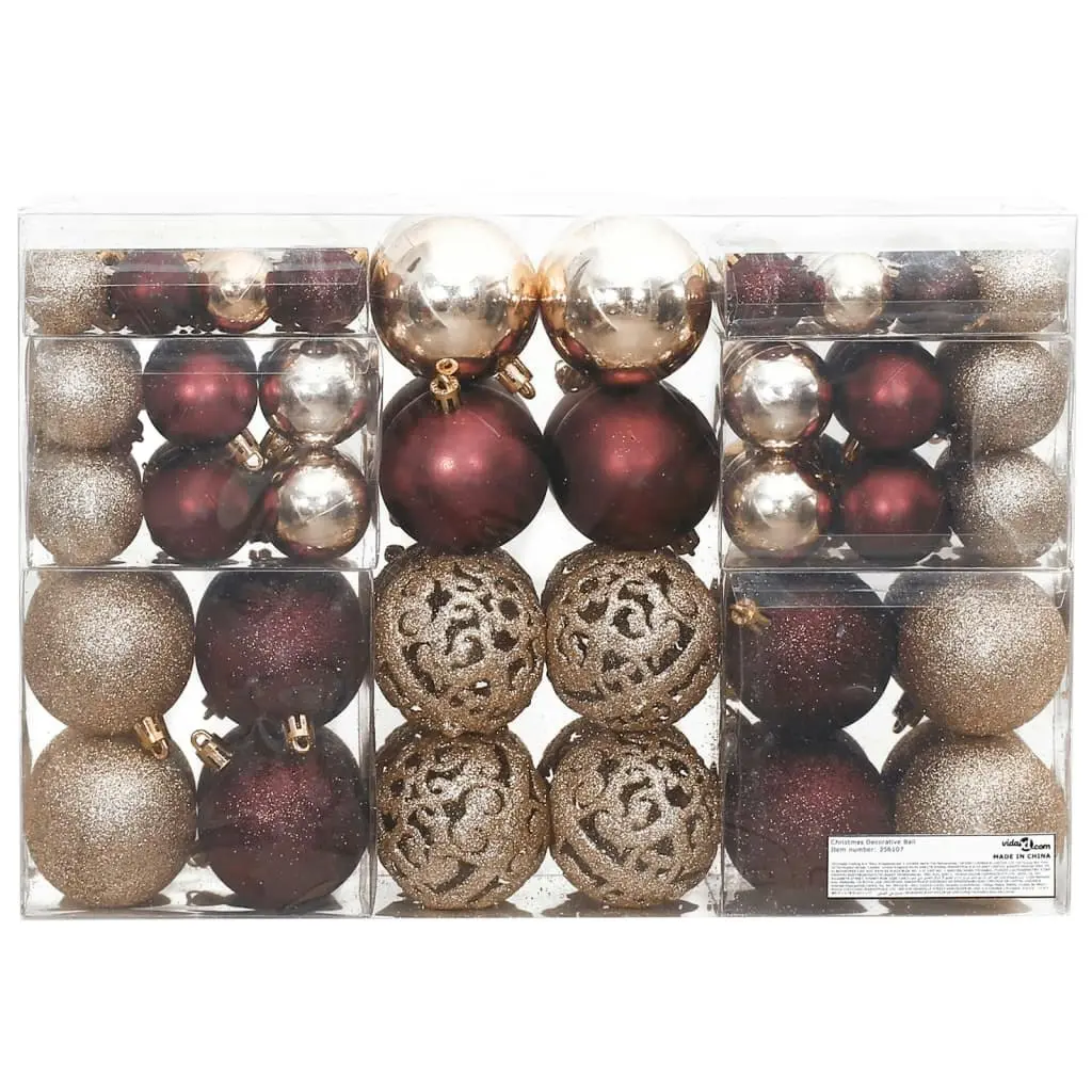 Christmas Baubles 100 pcs Champagne and Brown 3 / 4 / 6 cm 356107