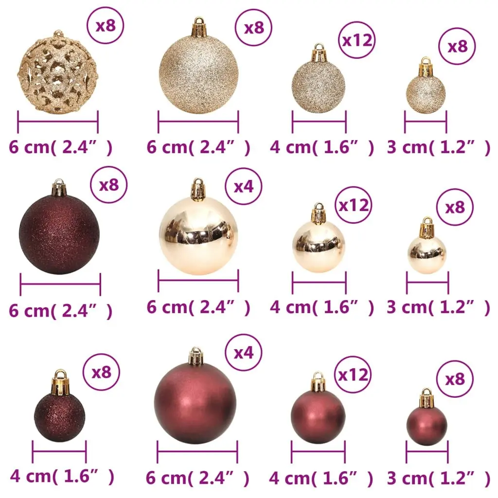 Christmas Baubles 100 pcs Champagne and Brown 3 / 4 / 6 cm 356107