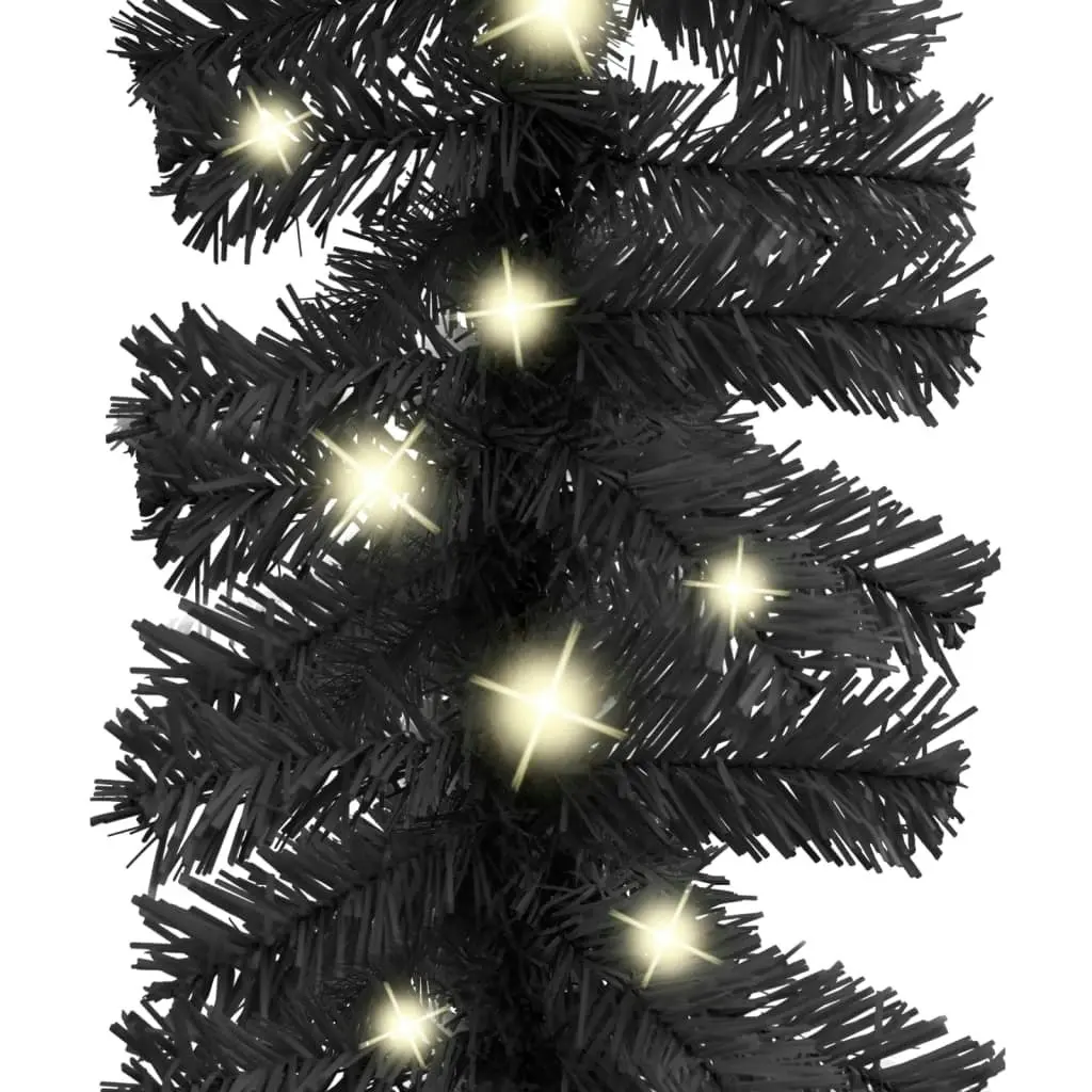 Christmas Garland with LED Lights 10 m Black 329190