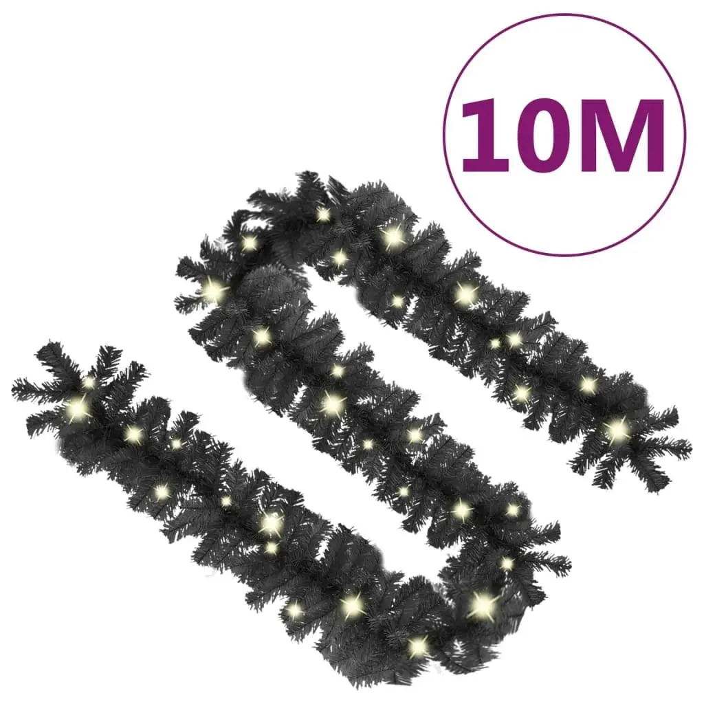 Christmas Garland with LED Lights 10 m Black 329190