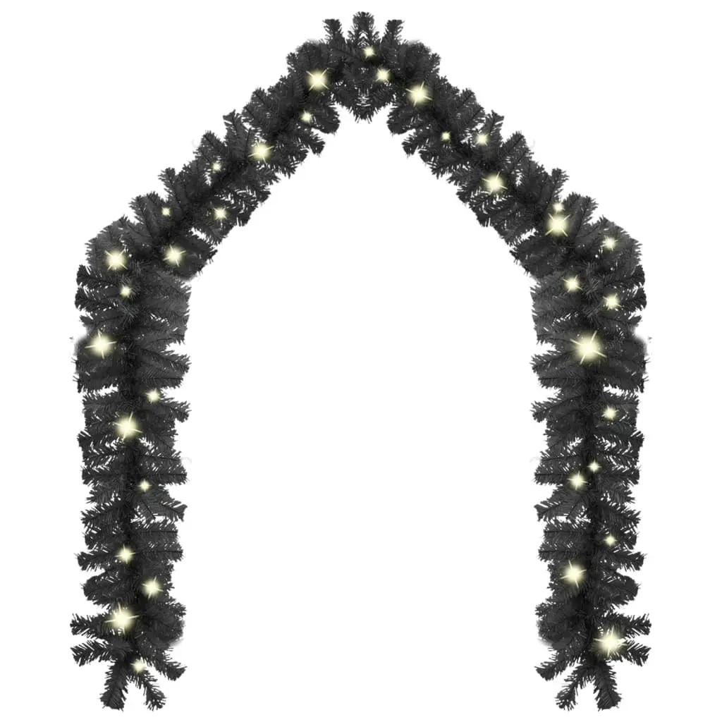 Christmas Garland with LED Lights 10 m Black 329190