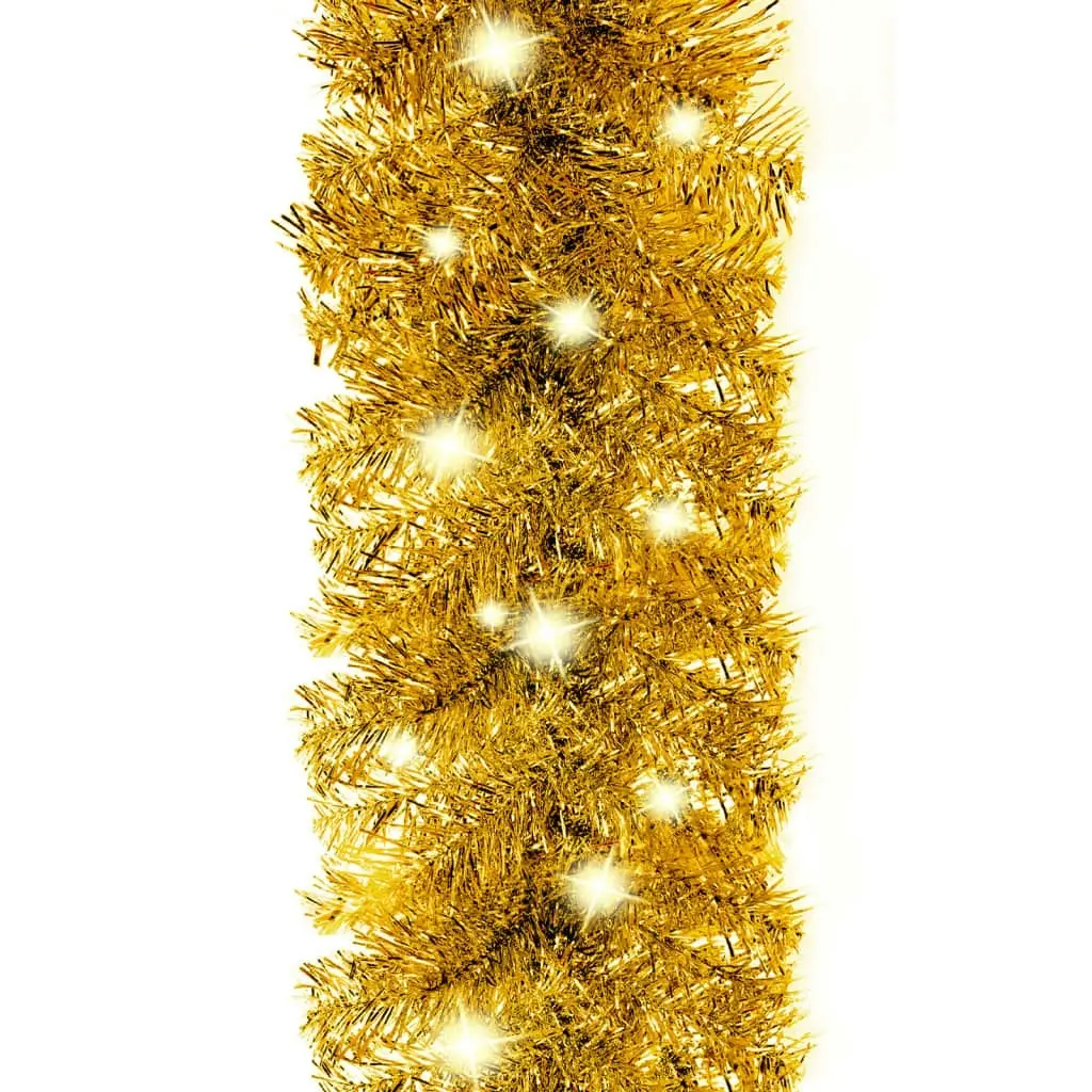 Christmas Garland with LED Lights 20 m Gold 329203