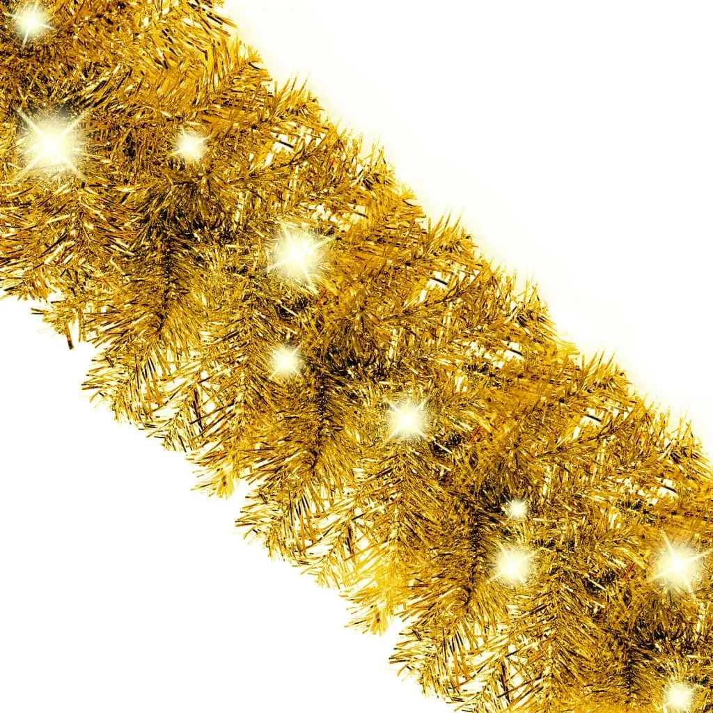 Christmas Garland with LED Lights 20 m Gold 329203