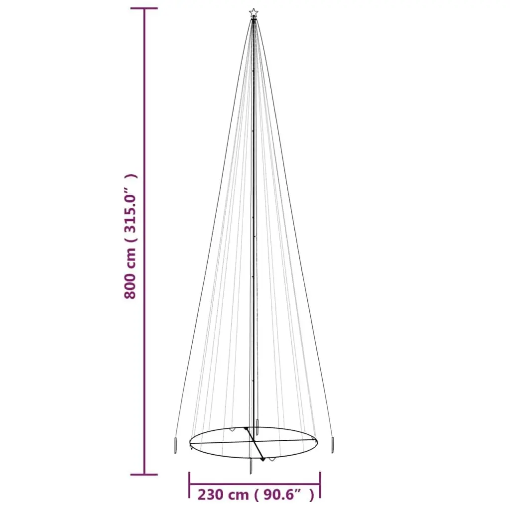 Christmas Cone Tree Cold White 3000 LEDs 230x800 cm 343705