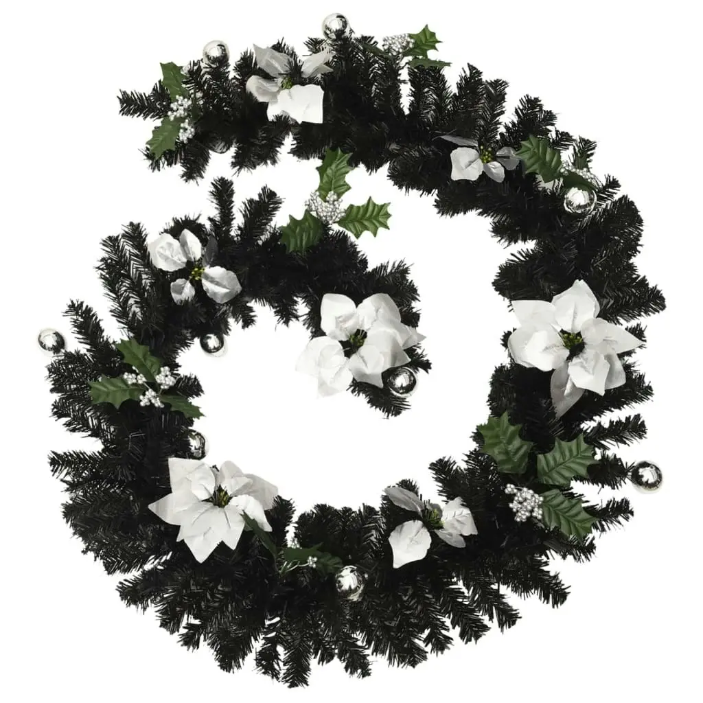 Christmas Garland with LED Lights Black 2.7 m PVC 320973