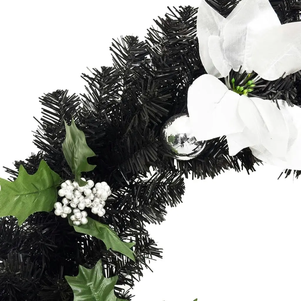 Christmas Garland with LED Lights Black 2.7 m PVC 320973