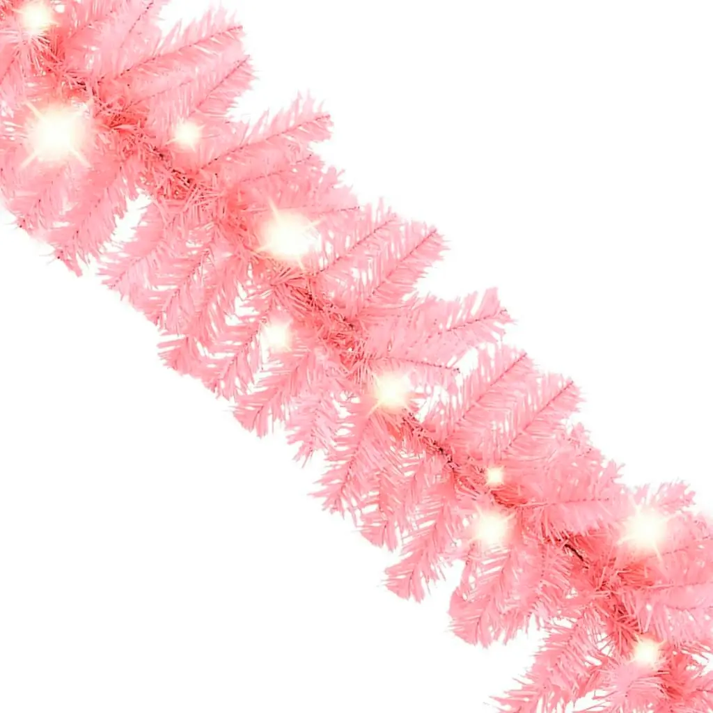 Christmas Garland with LED Lights 10 m Pink 329199