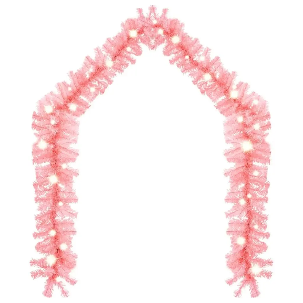 Christmas Garland with LED Lights 10 m Pink 329199