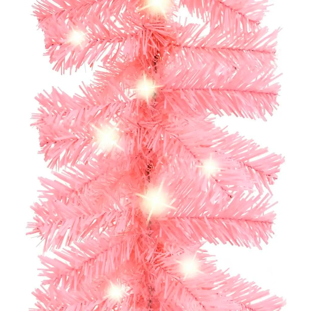 Christmas Garland with LED Lights 10 m Pink 329199