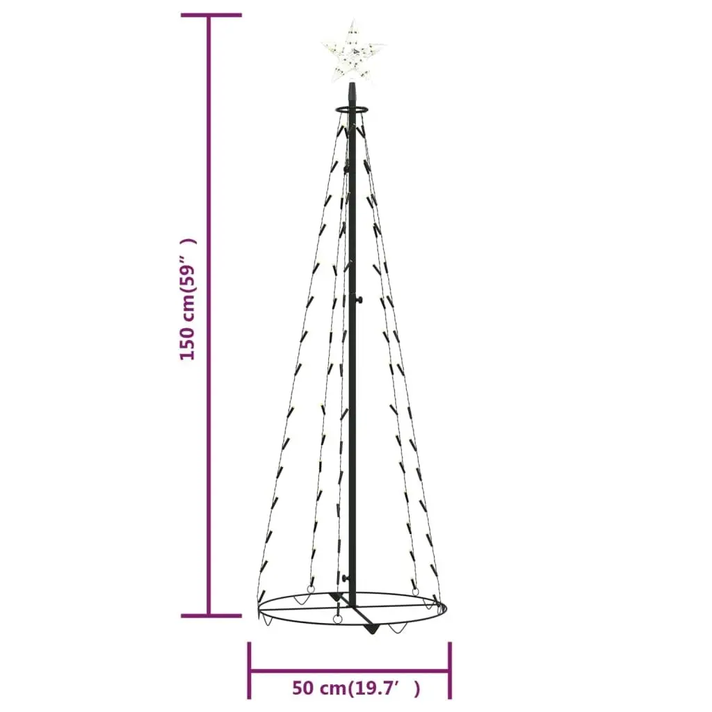 Christmas Cone Tree Warm White 84 LEDs Decoration 50x150 cm 328692