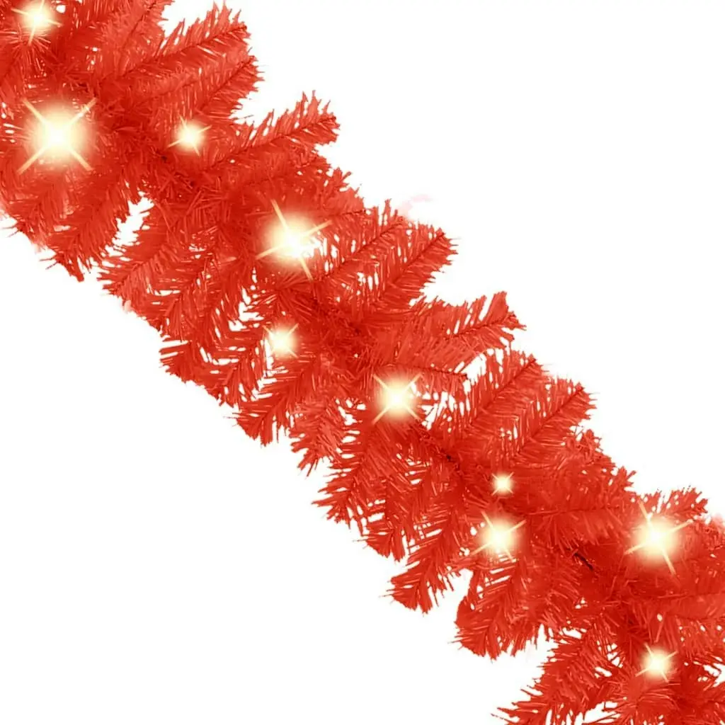 Christmas Garland with LED Lights 10 m Red 329196