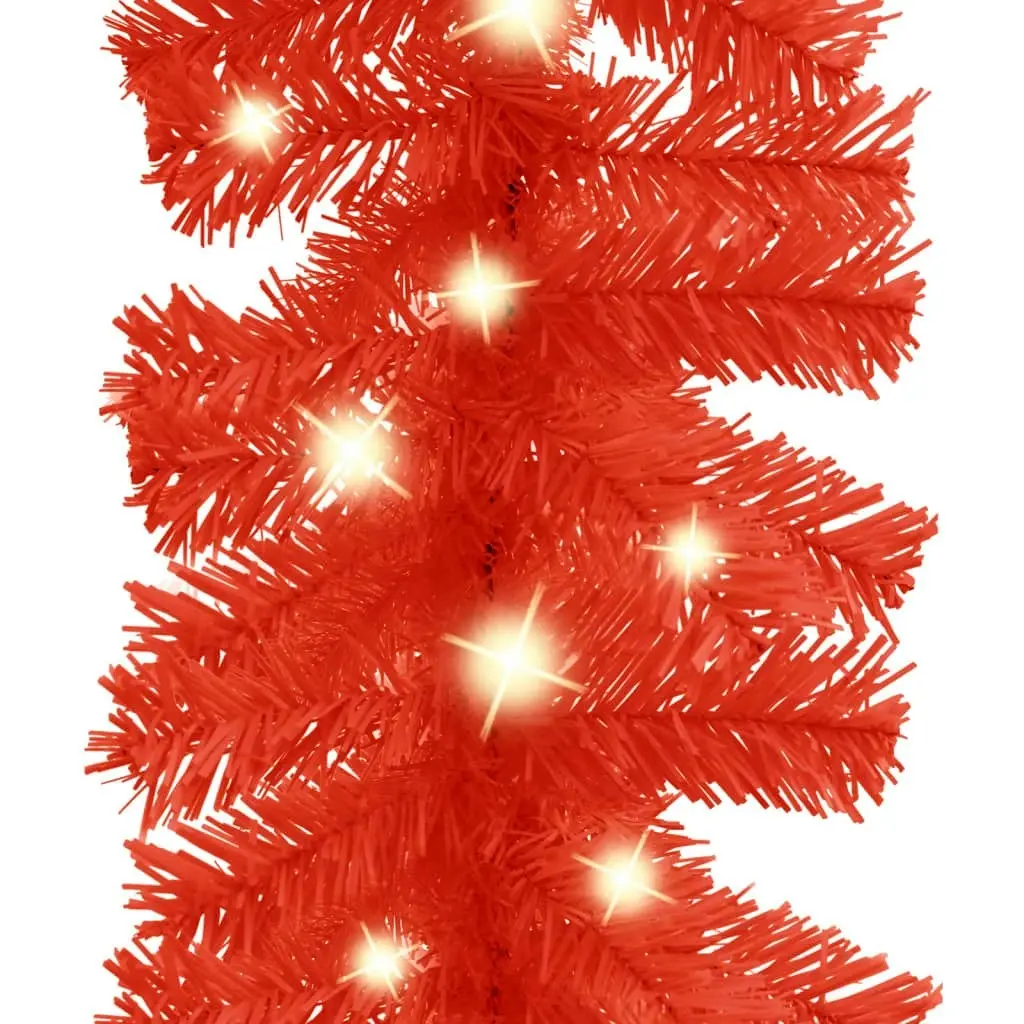 Christmas Garland with LED Lights 5 m Red 329195